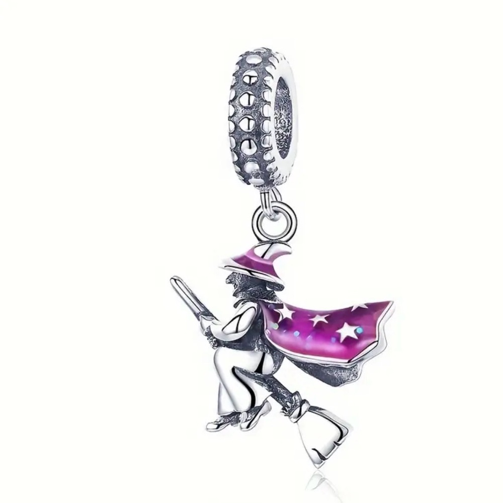 Silver Witch Charm with Red Accents - Picture 6 of 10